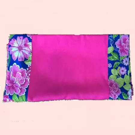 Caminho de Mesa Oxford - Rosa com Borda de Chita Azul