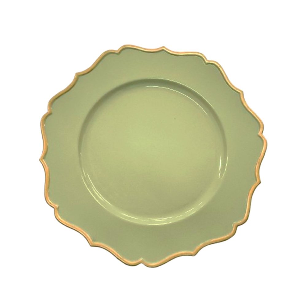 Sousplat Verde Borda Dourada