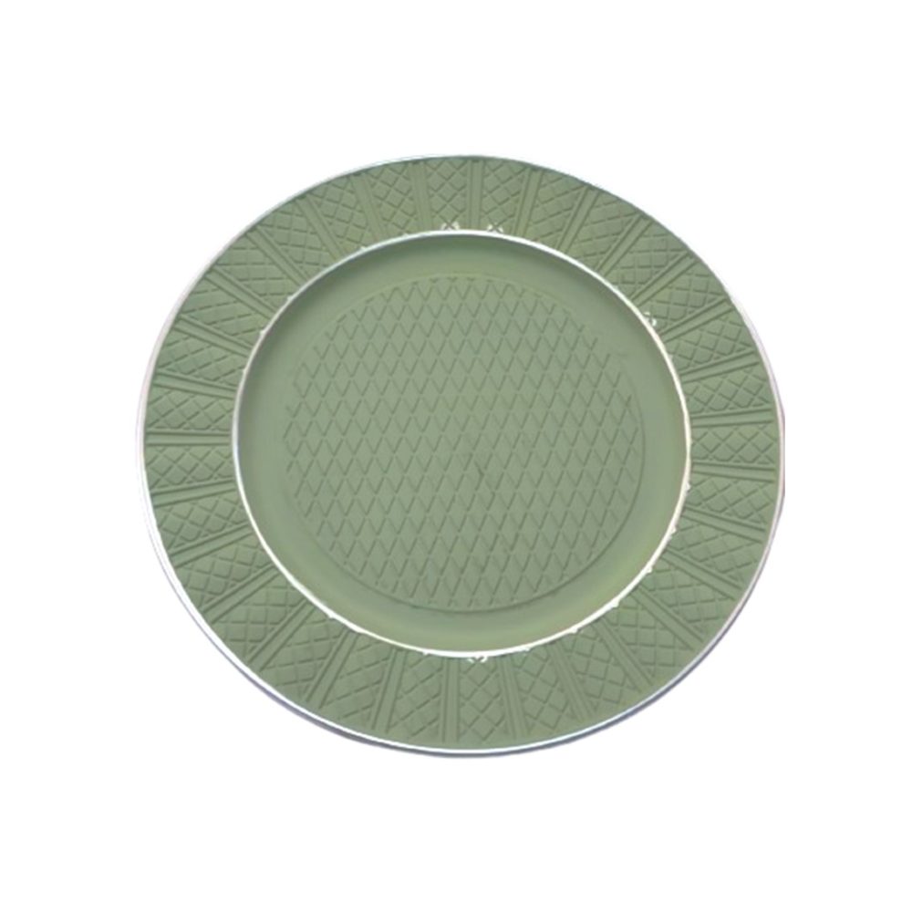 Sousplat Verde Borda Prata