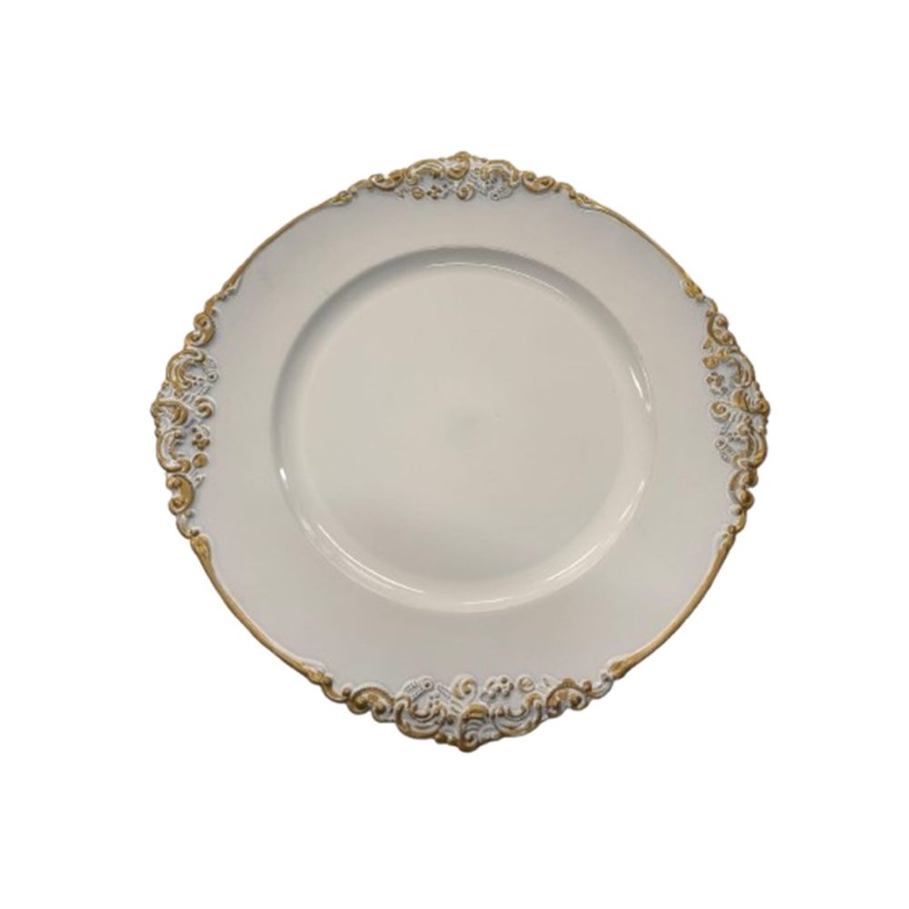 Sousplat Branco e Dourado