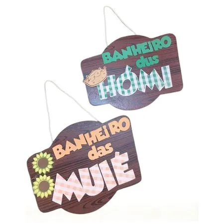Kit Placas Banheiro Tema Junino