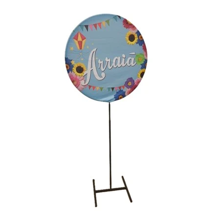 Painel Redondo 0,80m - Arraiá Fundo Azul